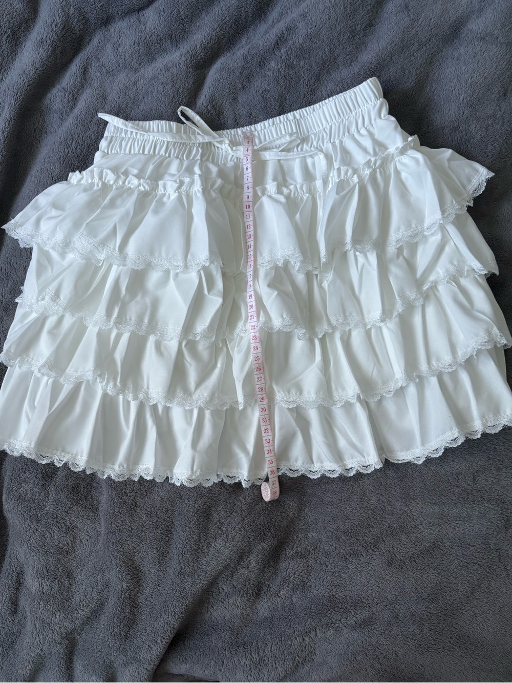 Ruffled Tiered White Mini Skirt - Women's